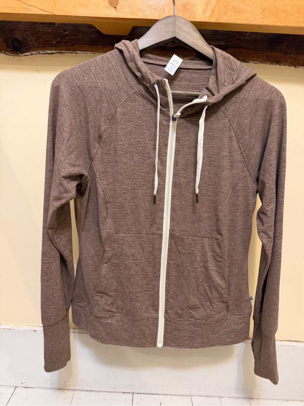 Marika Taupe/Brown Full-Zip Hoodie with Contrast Drawcords